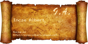 Incze Albert névjegykártya